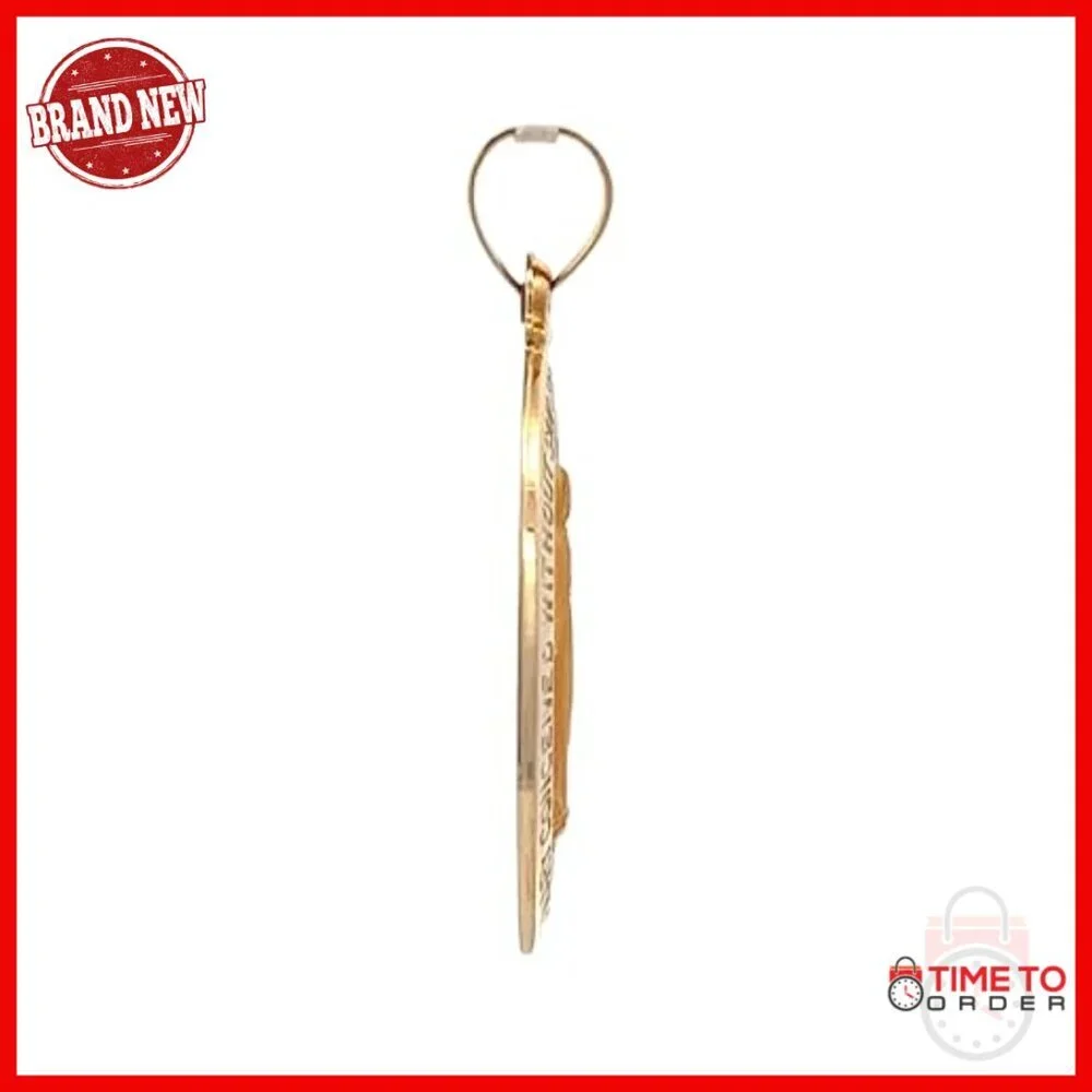 Solid 14K Gold Virgin Mary Pendant, Oval Medal for Women Men